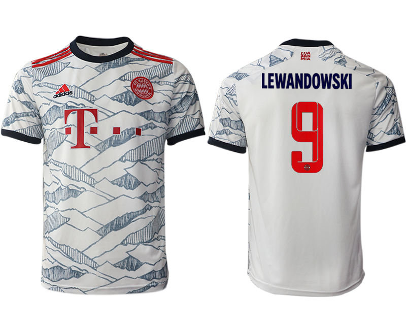 Men 2021-2022 Club Bayern Munich Second away aaa version white #9 Soccer Jersey->bayern munich jersey->Soccer Club Jersey